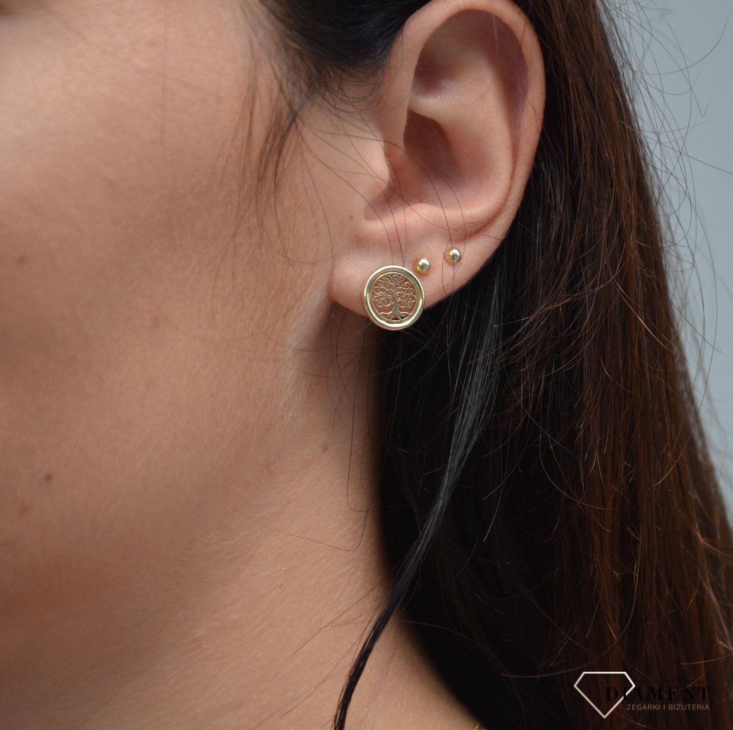 Kolczyki złote na sztyft ' Drzewko szczęścia '  KL 9473.jpg